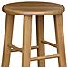 Sgabello Di Legno Con Seduta Rotonda H 67 Noce Chiaro Piedi A Sciabola - Foto miniatura 3