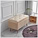 Pouf Contenitore Panca In Velluto Rettangolare Morbido Capiente Divanetto Beige - Foto miniatura 3