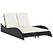 Lettino Prendisole Con Cuscini Nero 114x205x73 Cm In Polyrattan - Foto miniatura 2