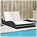 Lettino Prendisole Con Cuscini Nero 114x205x73 Cm In Polyrattan - Foto miniatura 1