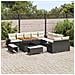 Set Divano da Giardino 13 Pezzi con Cuscini Nero Polyrattan Acacia, Set Tavolo da Pranzo Giardino 3 Pezzi con Cuscini Nero Polyrattan Acacia - Foto miniatura 3
