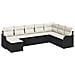 Set divano da giardino da 8 pezzi con cuscini in polyrattan nero,  Divano da giardino per 2 persone con spazio di stoccaggio e cuscini in polyrattan nero - Foto miniatura 1