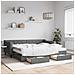 Divano Letto Estraibile Cassetti Grigio Scuro 90x200cm Tessuto - Foto miniatura 2