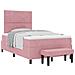Letto con Box Spring e Materasso e Panca in Velluto Rosa 120x190 cm - Foto miniatura 1