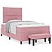 Letto con Box Spring e Materasso e Panca in Velluto Rosa 120x190 cm - Foto miniatura 4