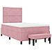 Letto con Box Spring e Materasso e Panca in Velluto Rosa 120x190 cm - Foto miniatura 8