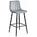 Sgabello da bar POZZA - Velluto grigio argento con gambe nere x 3 - Foto miniatura 2