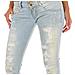 Pantaloni Lunghi In Denim Effetto Consumato E Strappato 10db50130 Donna - Foto miniatura 3
