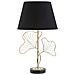 Lampada Da Tavolo Leaves In Ferro Nero E Oro Con Paralume In Cotone - Foto miniatura 1