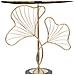 Lampada Da Tavolo Leaves In Ferro Nero E Oro Con Paralume In Cotone - Foto miniatura 2