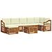 Set divani 8 pcs Naturale e Crema Legno di Acacia Massello - Foto miniatura 1