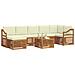 Set divani 8 pcs Naturale e Crema Legno di Acacia Massello - Foto miniatura 3