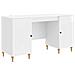 Scrivania Bianco Lucido 142,5 x 50 x 75 cm Legno ingegnerizzato - Foto miniatura 1