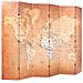 Paravento Pieghevole 228x170 cm Stampa Mappa del Mondo Giallo - Foto miniatura 3
