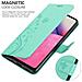 Custodia Compatibile Con Samsung Galaxy A33 5g In Turchese Fiore - Coperchio Protettivo In Design Floreale Con Chiusura Magnetica, Funzione Stand E Slot Per Carte - Foto miniatura 4