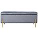 Cassapanca Pouf Contenitore Panca Sgabello Poggiapiedi In Tessuto Velluto Grigio - Foto miniatura 5