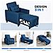 Poltrona Letto Singolo Reclinabile su 3 Livelli con Cuscino Extra, 69x82x85cm, Blu - Foto miniatura 3