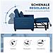 Poltrona Letto Singolo Reclinabile su 3 Livelli con Cuscino Extra, 69x82x85cm, Blu - Foto miniatura 5
