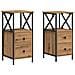 Comodini 2pz Rovere Artigianale 34x35,5x70 Cm Legno Multistrato - Foto miniatura 2