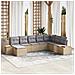 Set di divani da giardino con cuscini Beige Rattan Acacia a 8 pezzi - Foto miniatura 2