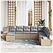 Set di divani da giardino con cuscini Beige Rattan Acacia a 8 pezzi - Foto miniatura 3