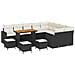 Set Divano da Giardino 13 Pezzi con Cuscini Nero Rattan Polietilene Acacia, Set da Pranzo da Giardino 4 Pezzi con Cuscini Nero Rattan Polietilene Acacia - Foto miniatura 1