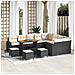 Set Divano da Giardino 13 Pezzi con Cuscini Nero Rattan Polietilene Acacia, Set da Pranzo da Giardino 4 Pezzi con Cuscini Nero Rattan Polietilene Acacia - Foto miniatura 2