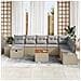 Set Divano da Giardino 9 Pezzi con Cuscini Beige Polyrattan - Foto miniatura 3
