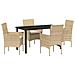 Set da Pranzo per Giardino con cuscino 5 pcs Beige Poly Rattan - Foto miniatura 1