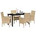Set da Pranzo per Giardino con cuscino 5 pcs Beige Poly Rattan - Foto miniatura 3