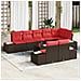 Set Divano da Giardino Marrone e Rosso Poly Rattan - Foto miniatura 5