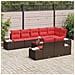 Set Divano da Giardino Marrone e Rosso Poly Rattan - Foto miniatura 10