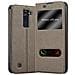 Custodia Compatibile Con Lg K8 2016 In Bruno Pietra - Coperchio Protettivo Con Chiusura Magnetica, Funzione Stand E 2 Finestre Di Visualizzazione - Foto miniatura 1