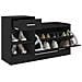 Panca Porta Scarpe Nera 94,5x31x57 cm in Legno Multistrato - Foto miniatura 6