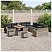 Set da Divano Giardino a 13 Pezzi con Cuscini in Polyrattan Grigio e Acacia,  Divano Giardino a 2 Posti con Cuscini in Polyrattan Grigio,  Set Pranzo Giardino a 3 Pezzi con Cuscini in Polyrattan Grigio e Acacia - Foto miniatura 3
