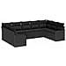 Set di 9 Pezzi Divano da Giardino con Cuscini Rattan Nero,  Divano da Giardino a Due Posti con Cuscini Rattan Nero - Foto miniatura 1