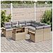 Set di Divano da Giardino 9 Pezzi con Cuscini Beige Rattan Poliestere, Divano da Giardino 2 Posti con Ripostiglio e Cuscini Beige Rattan Poliestere - Foto miniatura 3