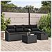 Set Divano Giardino da 6 Pezzi con Cuscini in Polyrattan Nero - Foto miniatura 2