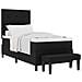 Letto con Box Spring e Materasso e Panchina Nero 100x200 cm Tessuto - Foto miniatura 1