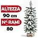 Albero Di Natale Innevato 90cm Con 80 Rami E Neve Effetto Realistico Base Tronco - Foto miniatura 4