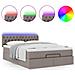 Pouf Letto con Materasso e LED Tortora 140x190 cm in Tessuto - Foto miniatura 5