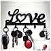 Portachiavi Da Parete Decorativo In Ferro Nero ""love"" - Organizzatore Chiavi - Foto miniatura 1