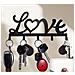 Portachiavi Da Parete Decorativo In Ferro Nero ""love"" - Organizzatore Chiavi - Foto miniatura 2