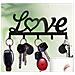 Portachiavi Da Parete Decorativo In Ferro Nero ""love"" - Organizzatore Chiavi - Foto miniatura 3