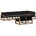 Set di divani da esterno con cuscino 8 pcs Naturale e Nero - Foto miniatura 1