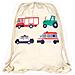 Sacca Per Bambini, Ragazzi | Motivo Con Camion Pompieri, Trattore, Ambulanza, Auto Polizia (sfondo Beige) - Lavabile In Lavatrice - Asilo, Scuola Materna, Gita, Calcio, Ginnastica | 40x32cm - Foto miniatura 1