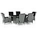 Set Pranzo da Giardino 7pz con Cuscini Polyrattan Grigio Chiaro - Foto miniatura 1