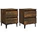 Comodini con Gambe in Legno Massello 2pz Rovere Fumo 40x30x50cm - Foto miniatura 2
