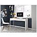 Scrivania Houston, Scrittoio Multifunzione Reversibile Da Ufficio, Tavolo Da Studio Porta Pc Con 2 Cassetti, 138x50h75 Cm, Bianco Lucido - Foto miniatura 1