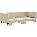 Divano Letto Con Letto Estraibile Crema 90x200 Cm In Tessuto - Foto miniatura 3